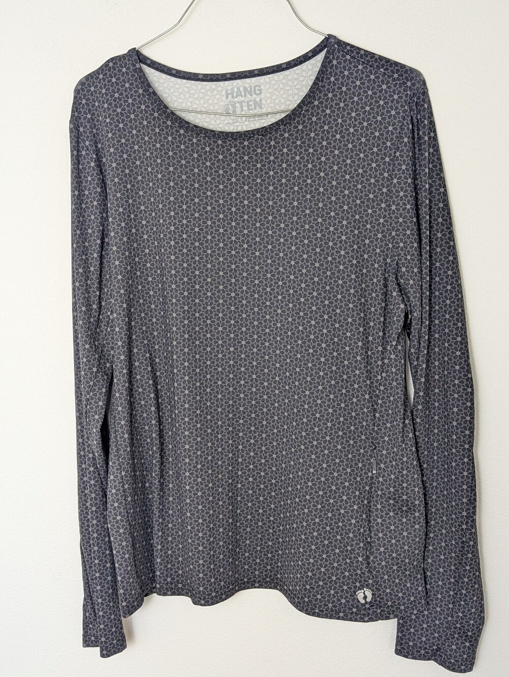New Hang Ten Women's Long Sleeve Rash Guard Sun Shirt UPF 50+ Pocket Sz L